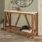 Walker Edison Faux White Marble/Walnut Rustic A-Frame Entry Table